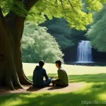 야외 교육 프로그램의 장점 - **Prompt 1: Mindful Exploration and Serenity in Nature**
    A diverse group of young adults and chi...