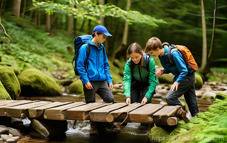 야외 교육 프로그램의 장점 - **Prompt 1: Mindful Exploration and Serenity in Nature**
    A diverse group of young adults and chi...