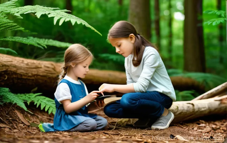 야외 학습의 글로벌 트렌드 - **Prompt:** A vibrant, wide-angle shot of a diverse group of children, aged 8-12, joyfully exploring...