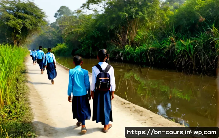야외 학습의 과제 및 해결 방안 - Photorealistic outdoor learning session in rural Bangladesh, a diverse group of middle-school studen...